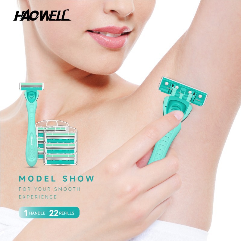Women Disposable Razors，1 Handle 22 Refills，With Aloe Vera And Vitamin E Lubricating Strip , With 2 BladesWomen's Disposable Razors With Aloe Vera And Vitamin E Lubricating Strip，2 Blades